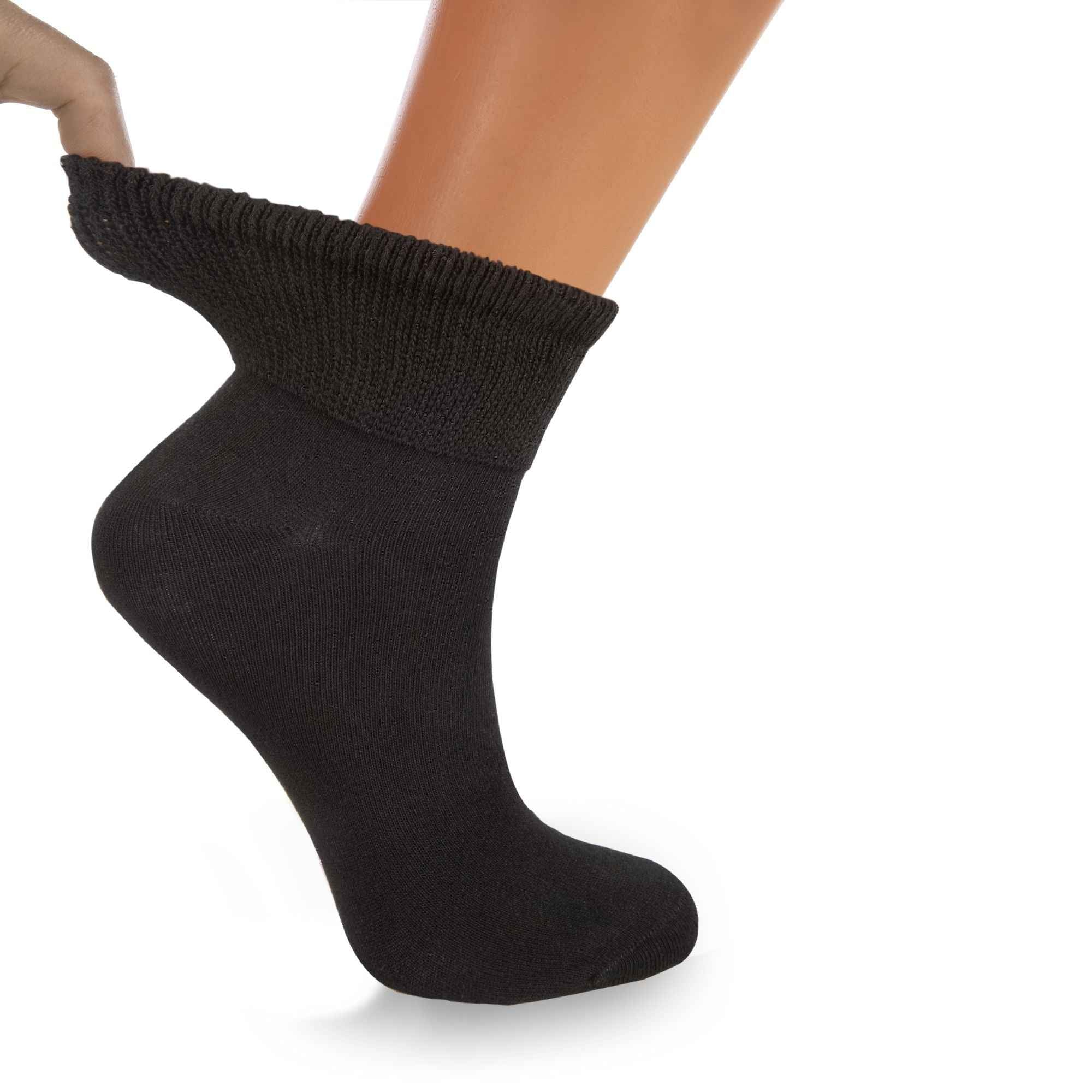 Women's Diabetic Ankle Socks 3 Pairs Soft Cotton, Non-Binding Top, Seamless Toe, Promotes Circulation, Shoe Size 9-11